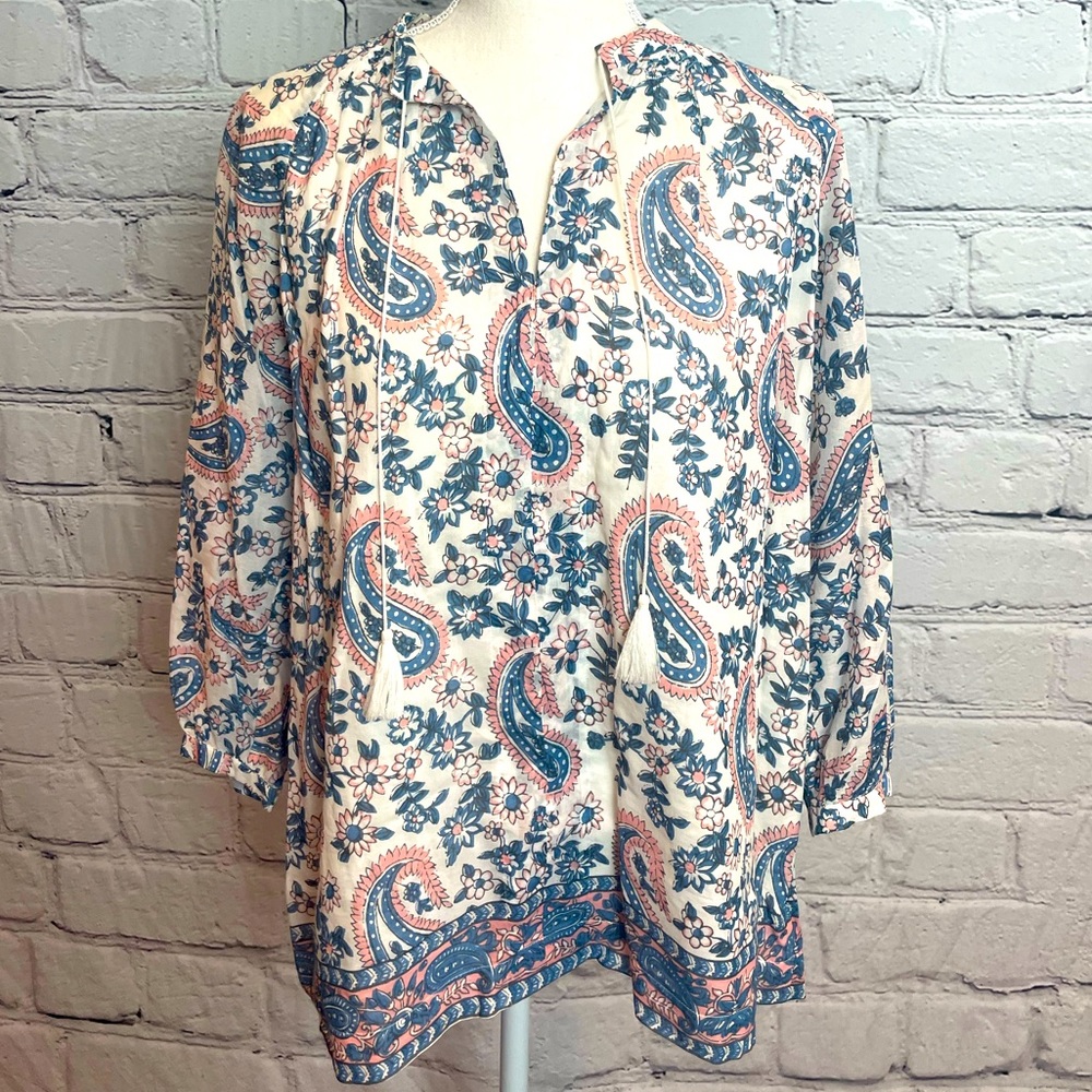 Madewell Paisley Blue White & Pink Tunic